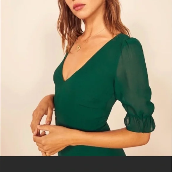 Reformation | Brielle Dress | Emerald - Picture 3 of 5